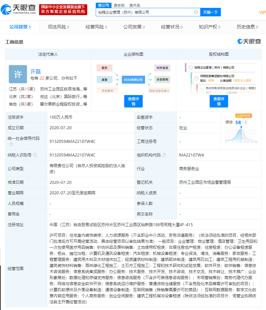 同程控股設企管新公司，延伸布局至人力資源與住房租賃領域